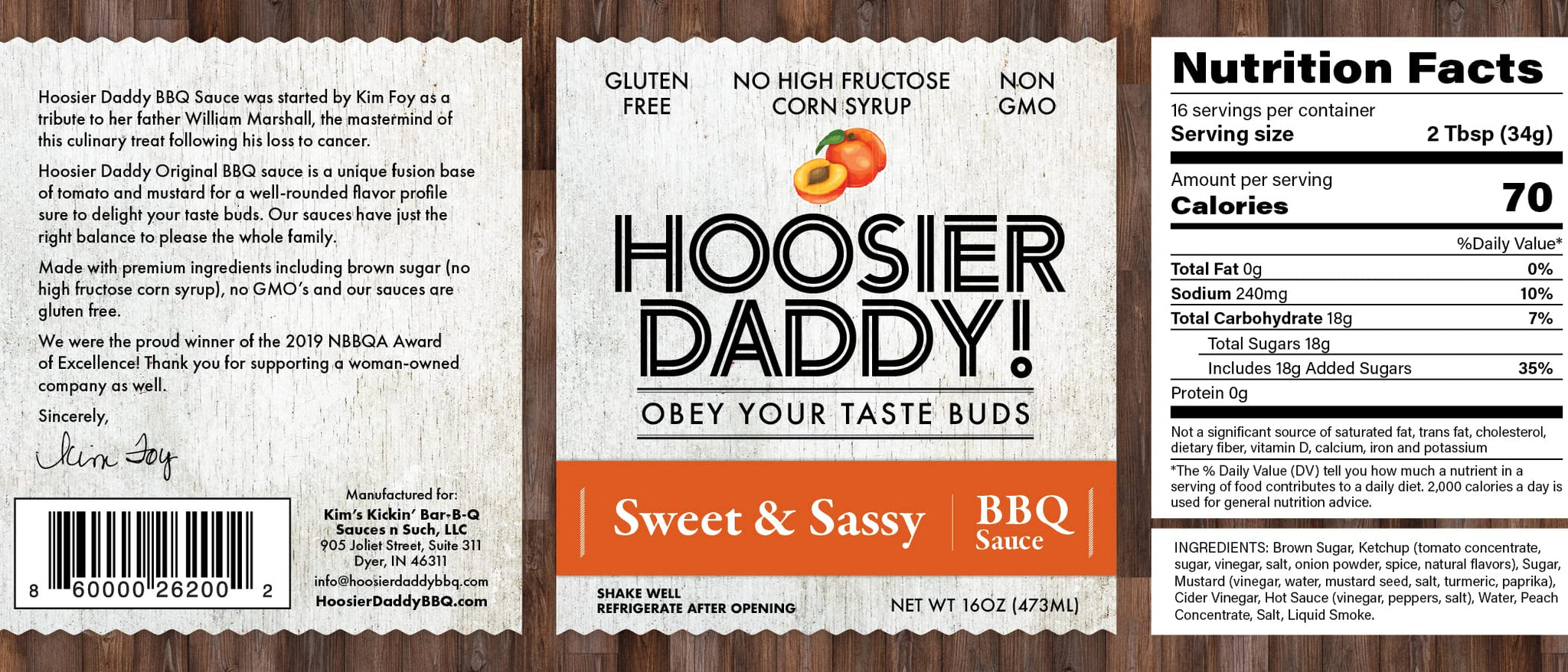 Hoosier Daddy BBQ Sweet & Sassy 16oz
