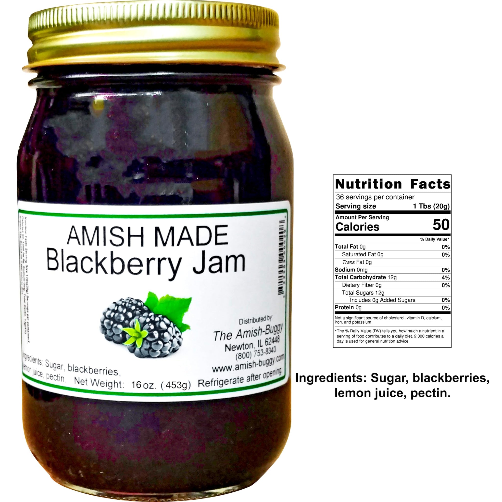 Amish Blackberry Jam - Two 18 Oz Jars