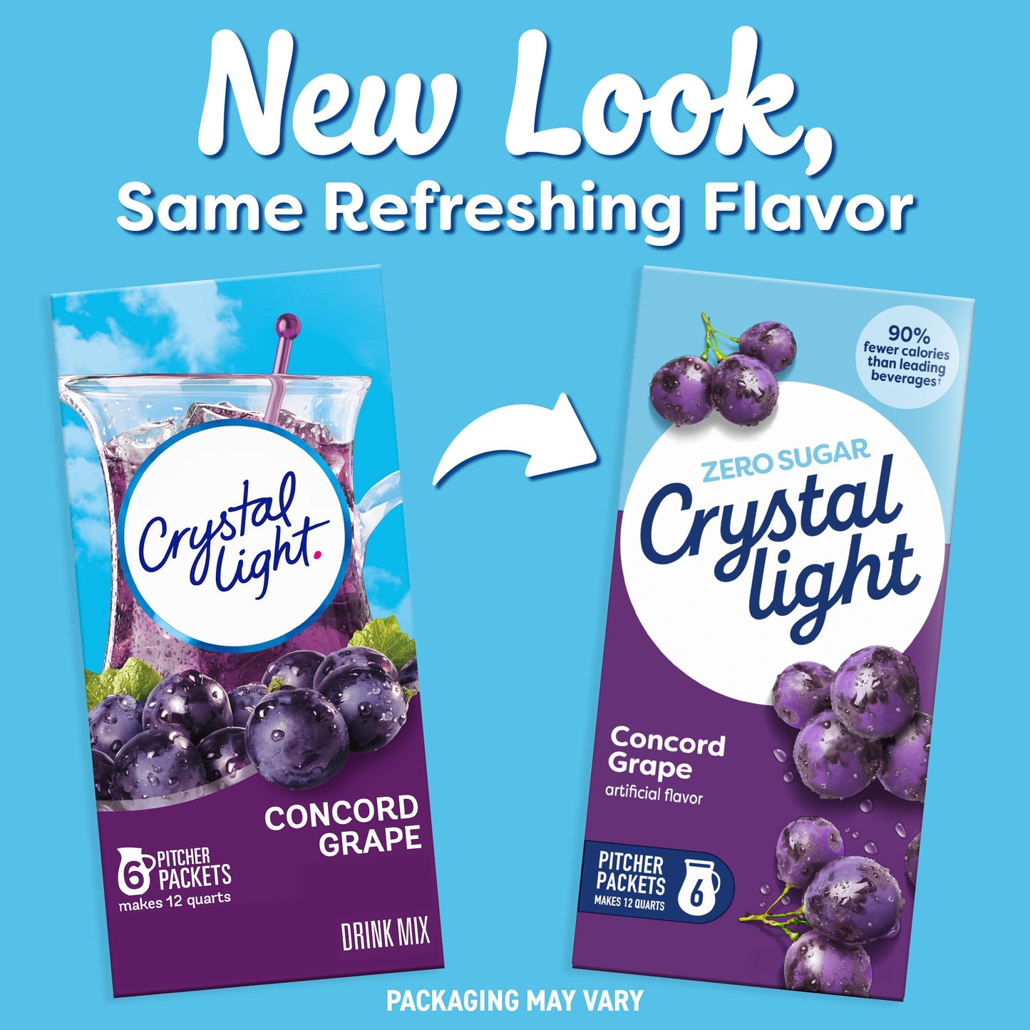 Crystal Light Drink Mix, 6 Pitcher Packets, for Flavorful Hydration and Shareable Refreshment, Concord Grape Artificially flavored, Zero Sugar, Low
