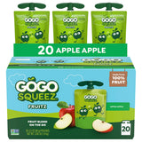 GoGo squeeZ No Sugar Added Applesauce and Fruit Puree, Apple, 3.2 oz Pouches (Pack of 20), Fruit Snacks for Kids, Gluten Free, Nut Free, Recloseable
