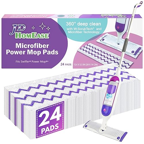 JD HOMEASE 24 Pack Microfiber Disposable Pads for Swiffer PowerMop Multi-Surface Mopping Pad Refills, Deep Clean Replacement