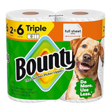 Bounty Full Sheet Paper Towels, White, 2 Triple Rolls = 6 Regular Rolls (Packaging May Vary)