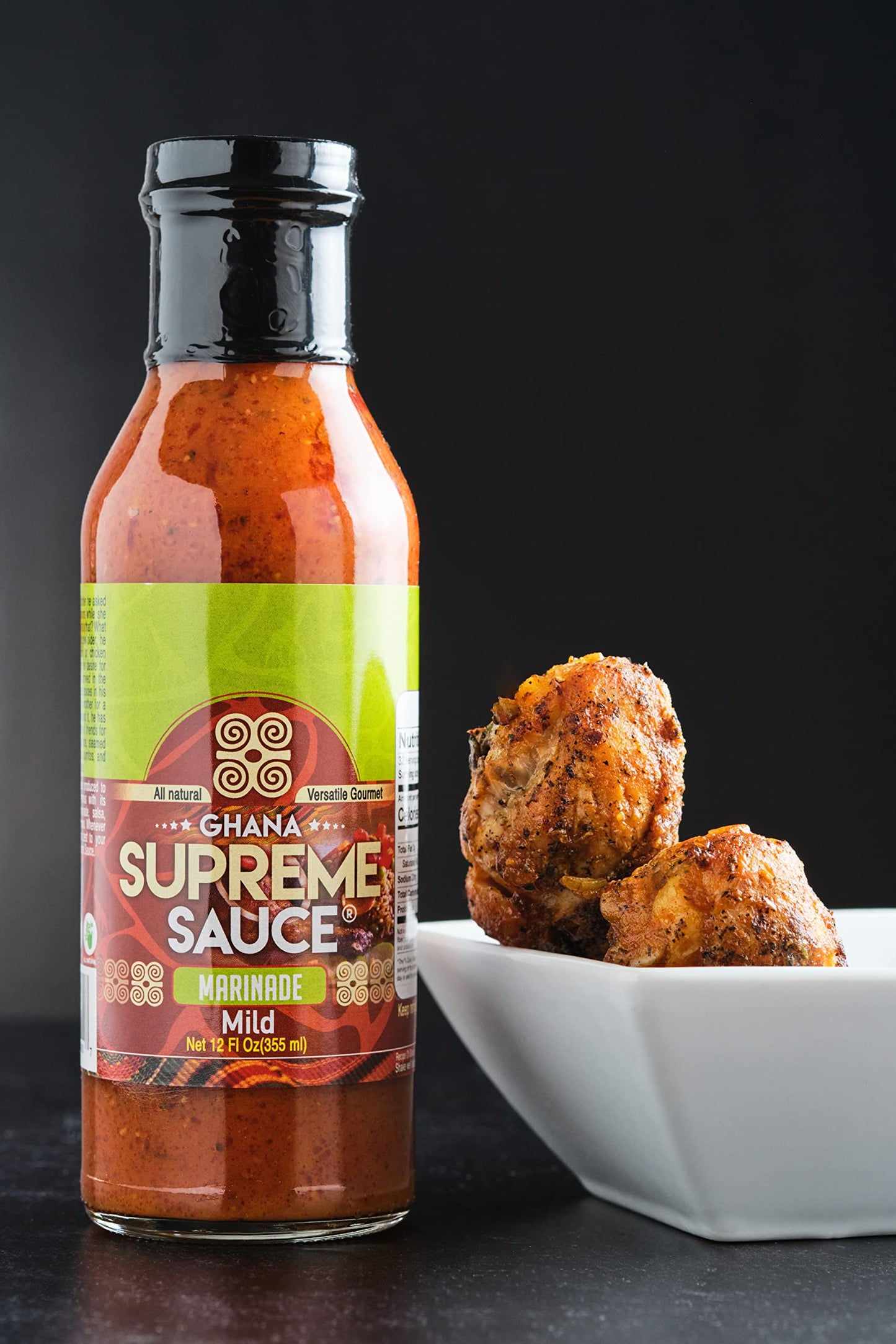 GHANA SUPREME SAUCE - Marinade for Meats and Base for Jollof Rice - Mild - 12 Fluid Ounces
