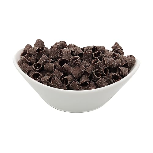 Dark Chocolate Shaved Curls, OliveNation Dark Chocolate Curls, Elegant Belgian Chocolate Blossom Curls for Topping, Edible Garnish & Decoration - 8 oz