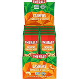 Emerald Nuts Roasted & Salted Cashews 12 Ct (1-Pack), 1.25 Oz Individual Snack Tubes, Plant-Based Protein, Kosher Certified, Non-GMO, Contains No