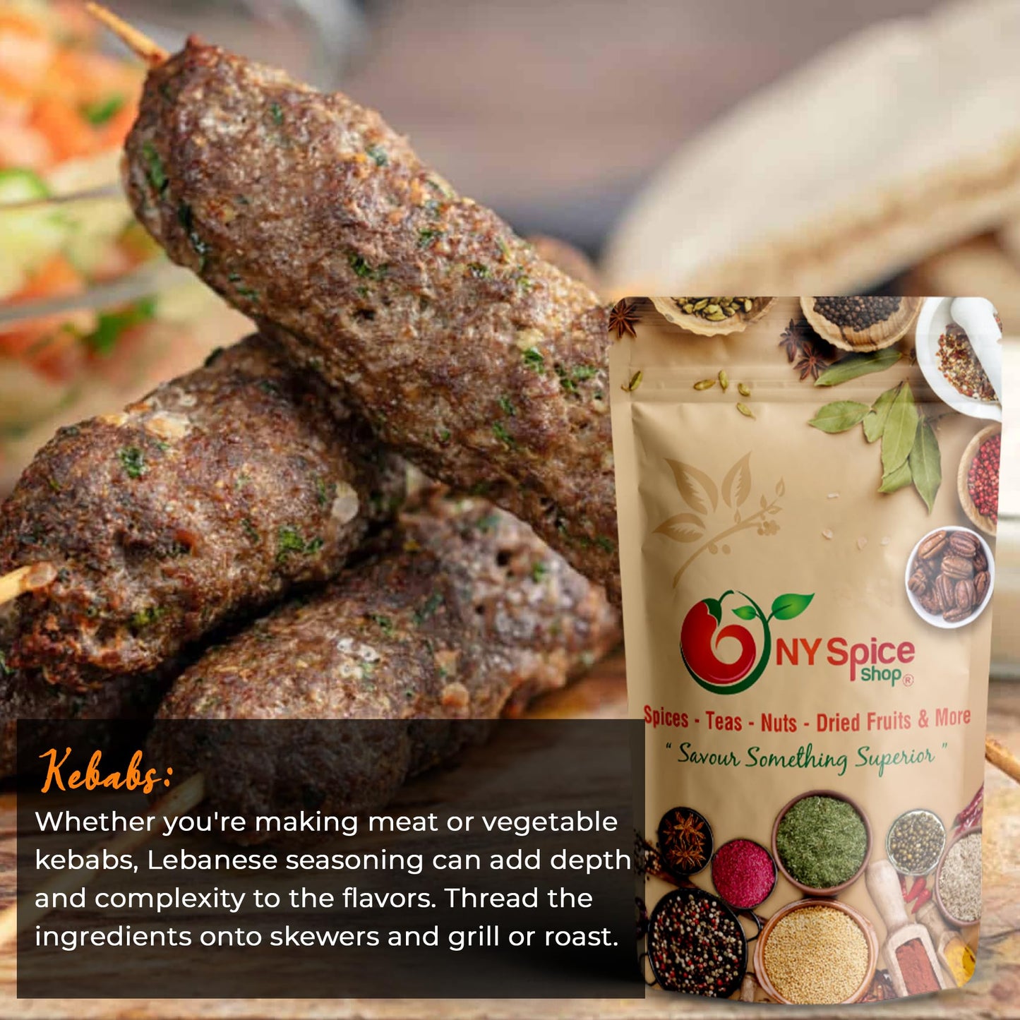 NY Spice Shop Lebanese Seasoning Blend - 6 Ounce Lebanese Spices Seasoning For Cooking and Culinary - Fine Herb Mix for Flatbreads Grilled Foods