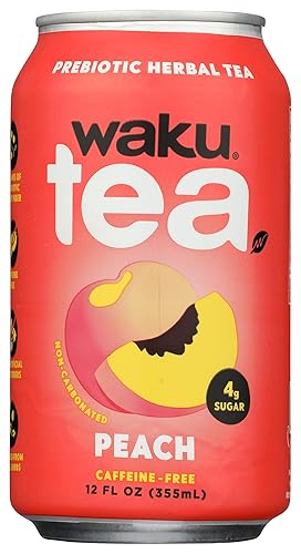 Waku, Tea Prebiotic Herbal Peach, 12 Fl Oz