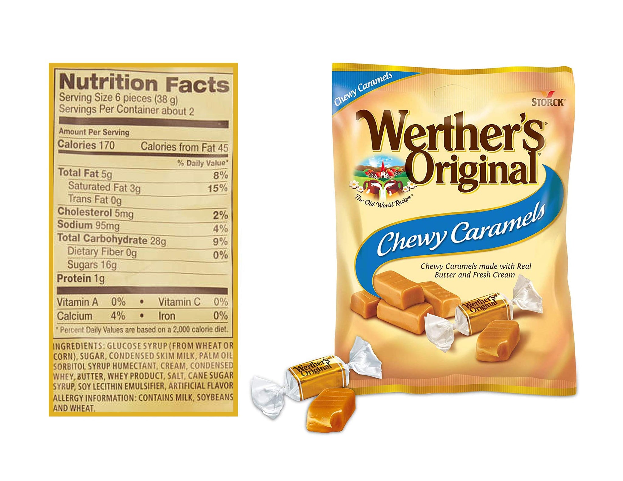 Werthers Original Chewy Caramels 2.4 Oz (Pack of 2)