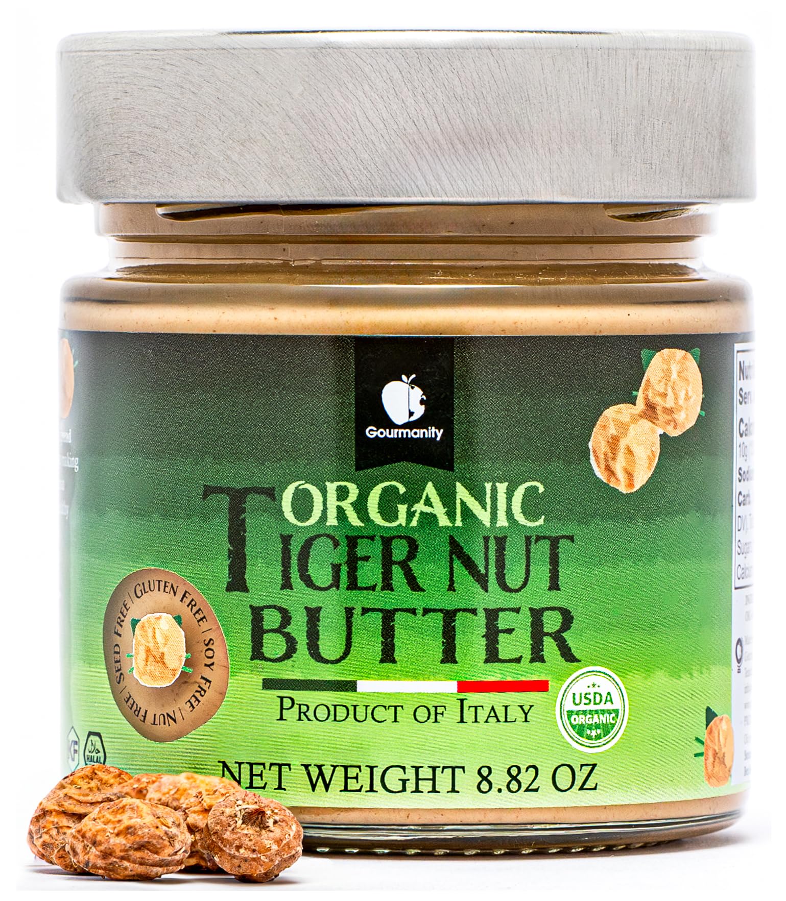 Gourmanity Organic Tigernut Butter, Sweet and Nutty Tasting Nut Free Peanut Butter Alternative, Compliant With Low Fodmap And Whole 30 Diets, Ideal
