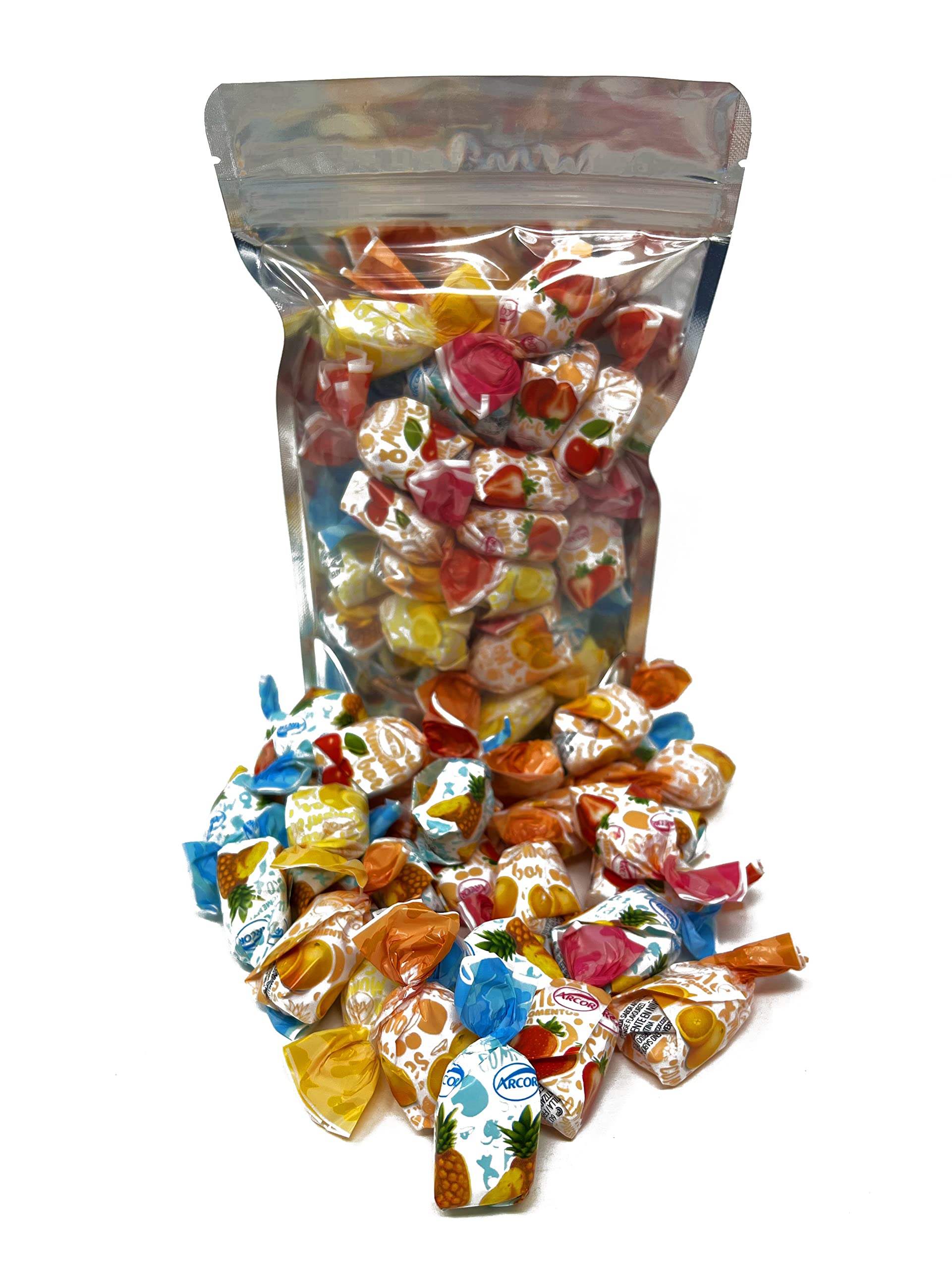 Fruit Filled Hard Candies - 1 lbs - Strawberry, Cherry, Pineapple, Orange and Lemon Flavored Bon Bons Filled with Real Fruit Pulp Candy - American