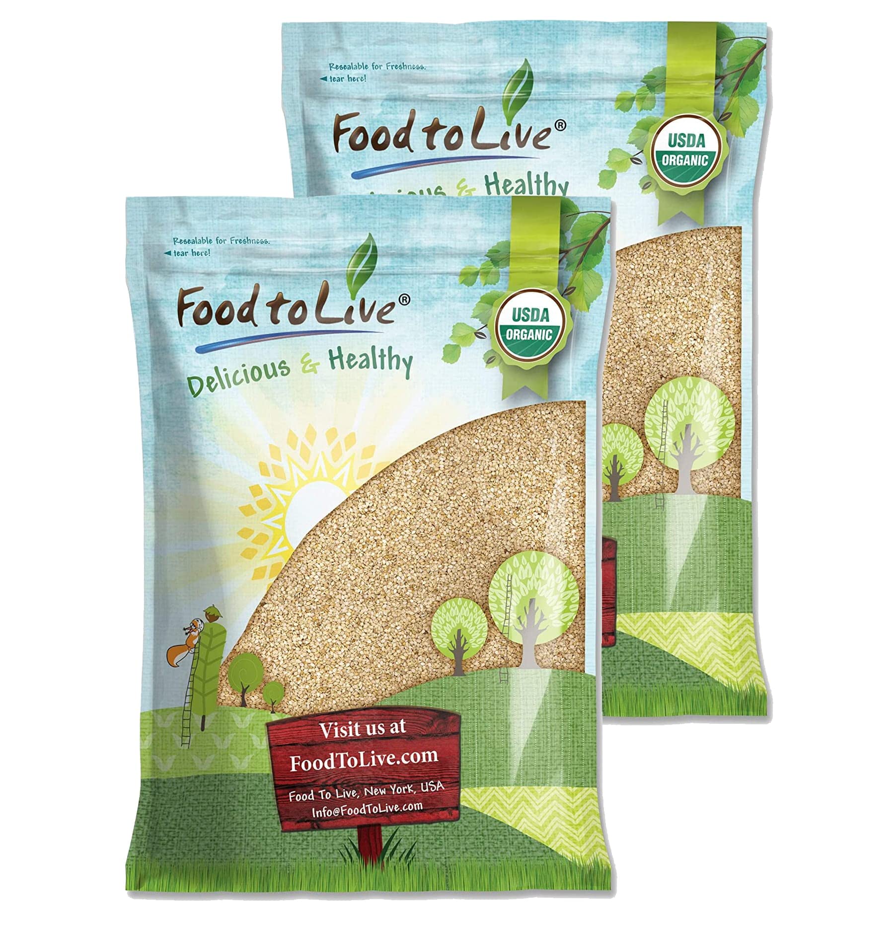 Food to Live Organic Unhulled Sesame Seeds, 16 Pounds - Non-GMO, Whole Natural Raw White Sesame Seeds, Kosher, Vegan, Bulk, Rich in Dietary Fiber