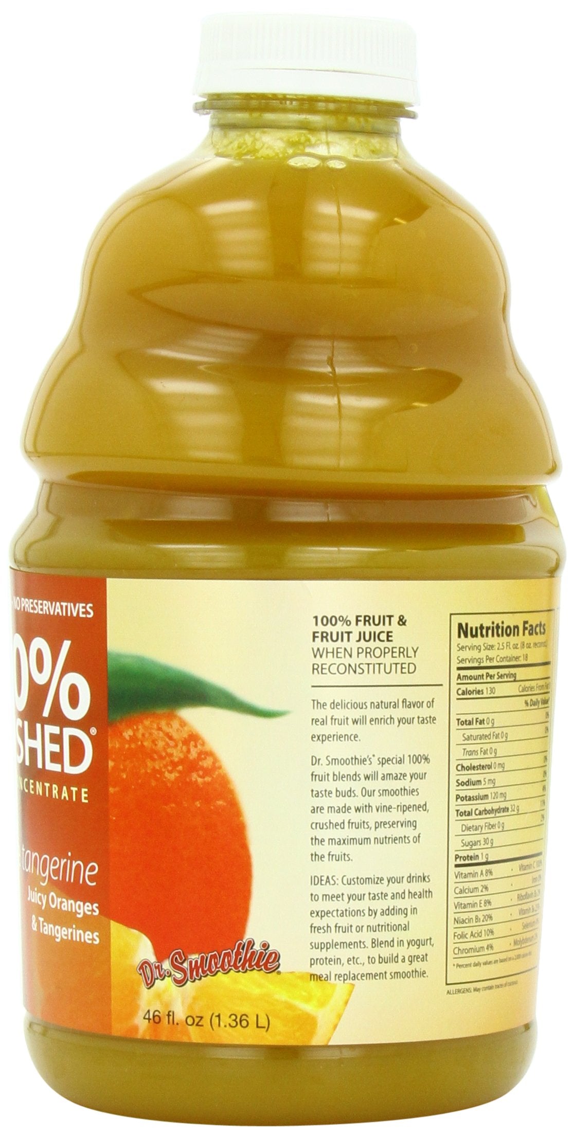 Dr. Smoothie 100% Crushed Fruit Concentrate, Orange Tangerine, 46-Ounce Bottles (Pack of 2)