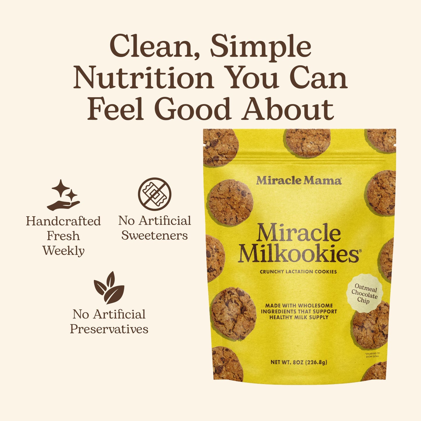 Miracle Mama Milkookies- Lactation Cookies - Oatmeal Chocolate Chip- Support Milk Supply with Oats, Flaxseed & Brewer’s Yeast - Delicious, Nourishing