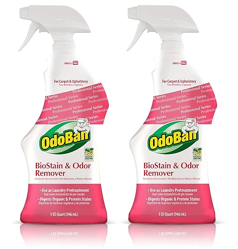 OdoBan Professional Cleaning BioStain and Odor Remover for Carpet and Upholstery, Made in the USA, 32 oz Ready-to-Use Spray 2-Pack