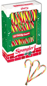 Spangler (1) Box Candy Canes - Cherry Flavored Multi-Color Stripes - 12 Individually Wrapped Pieces per Box - Holiday & Christmas Candy - Net Wt. 5.3