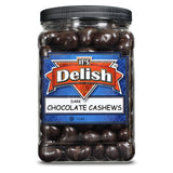 Dark Chocolate Covered Cashews by Its Delish, 3 LBS Jumbo Reusable Container (Jar) | Gourmet Dark Chocolate Cashews, Healthy Snacks Chocolate Nuts