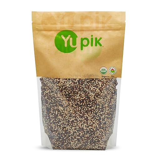 Yupik Organic Tri-Color Quinoa, 2.2 lb (35.2 oz), Non-GMO, Gluten-Free, Kosher, Raw Seeds, White, Red & Black Quinoa, Unsalted, Oil-Free, Source of Fiber & Iron, Ideal Rice & Pasta Replacement