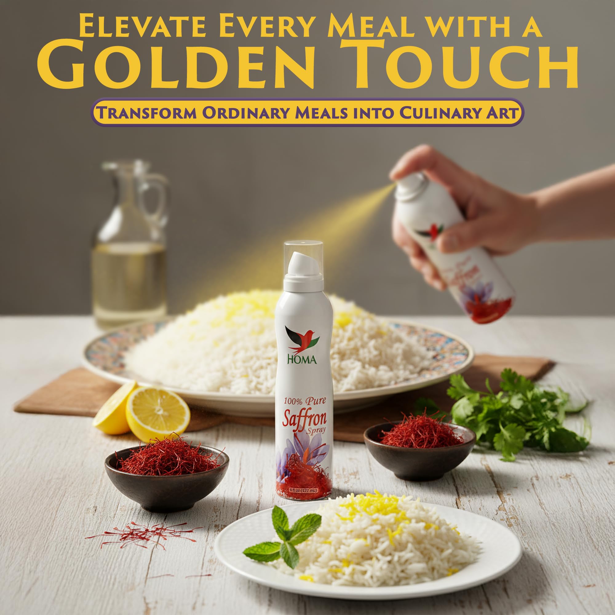 HOMA The Soul of Kashk Bundle - Kashk 2×16oz + Saffron 6oz + Pomegranate Vinegar 8.4oz - Persian & Middle Eastern Pantry Bundle