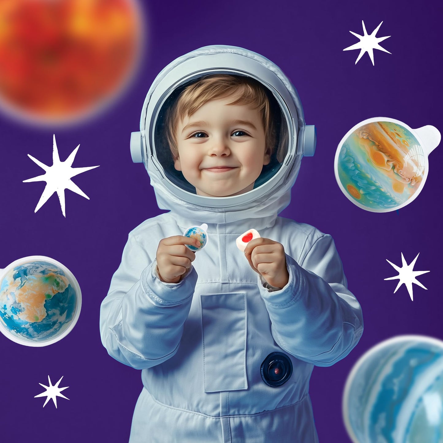 Gummy Planets Mix - 19 Oz Jar (30 Count) - Individually Wrapped Planet Gummies - Space Candy - Gummy Balls - Strawberry Jam Center - Chewy Candy