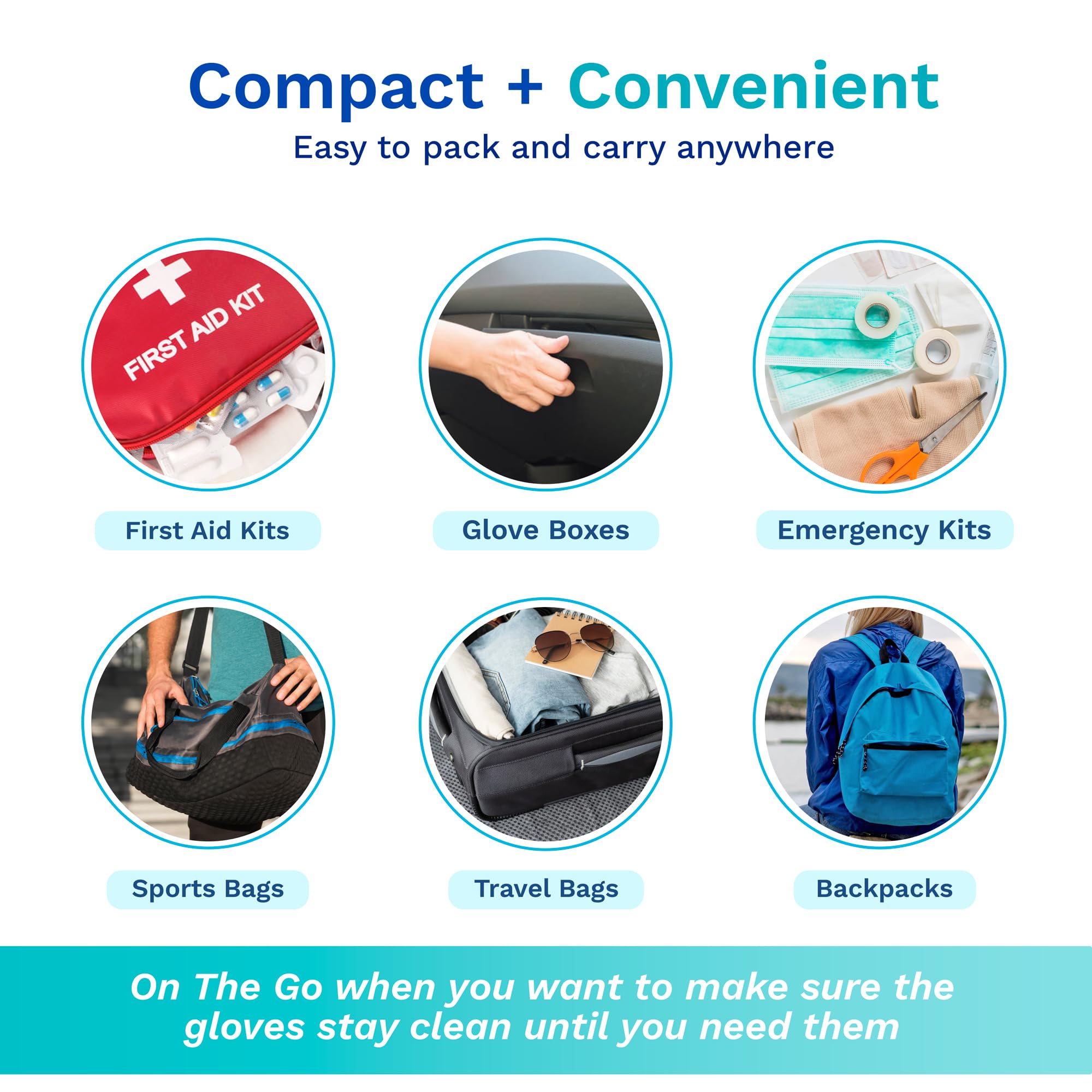 First Aid Gloves for Emergency Kits and Travel, Individually Packaged Gloves, Disposable, Latex-Free, 20 Pairs