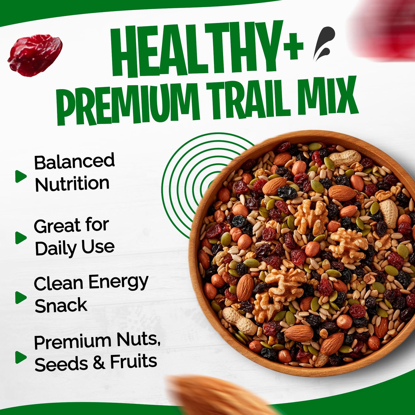 Tidbit Trail Mix with Roasted Peanuts, Almonds, Walnuts, Pumpkin Seeds, Sunflower Seeds, Black Raisins & Dried Cranberries - Mixed Nuts for Natural