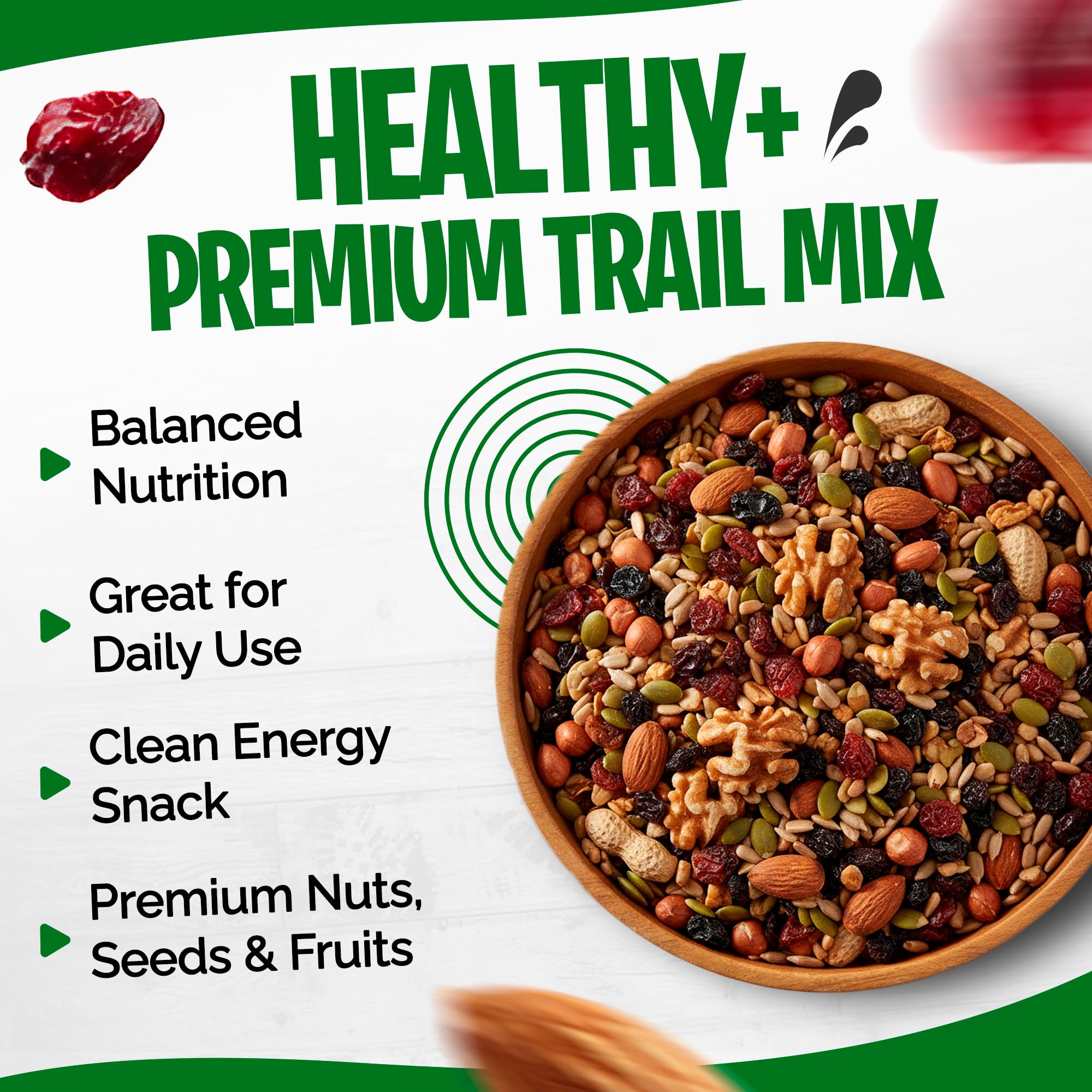 Tidbit Trail Mix with Roasted Peanuts, Almonds, Walnuts, Pumpkin Seeds, Sunflower Seeds, Black Raisins & Dried Cranberries - Mixed Nuts for Natural