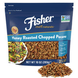 Fisher Chef's Naturals Honey Roasted Chopped Pecans 10oz Resealable Bag, Sweet and Salted Nuts for Cooking, Baking & Snacking, Snacks for Adults