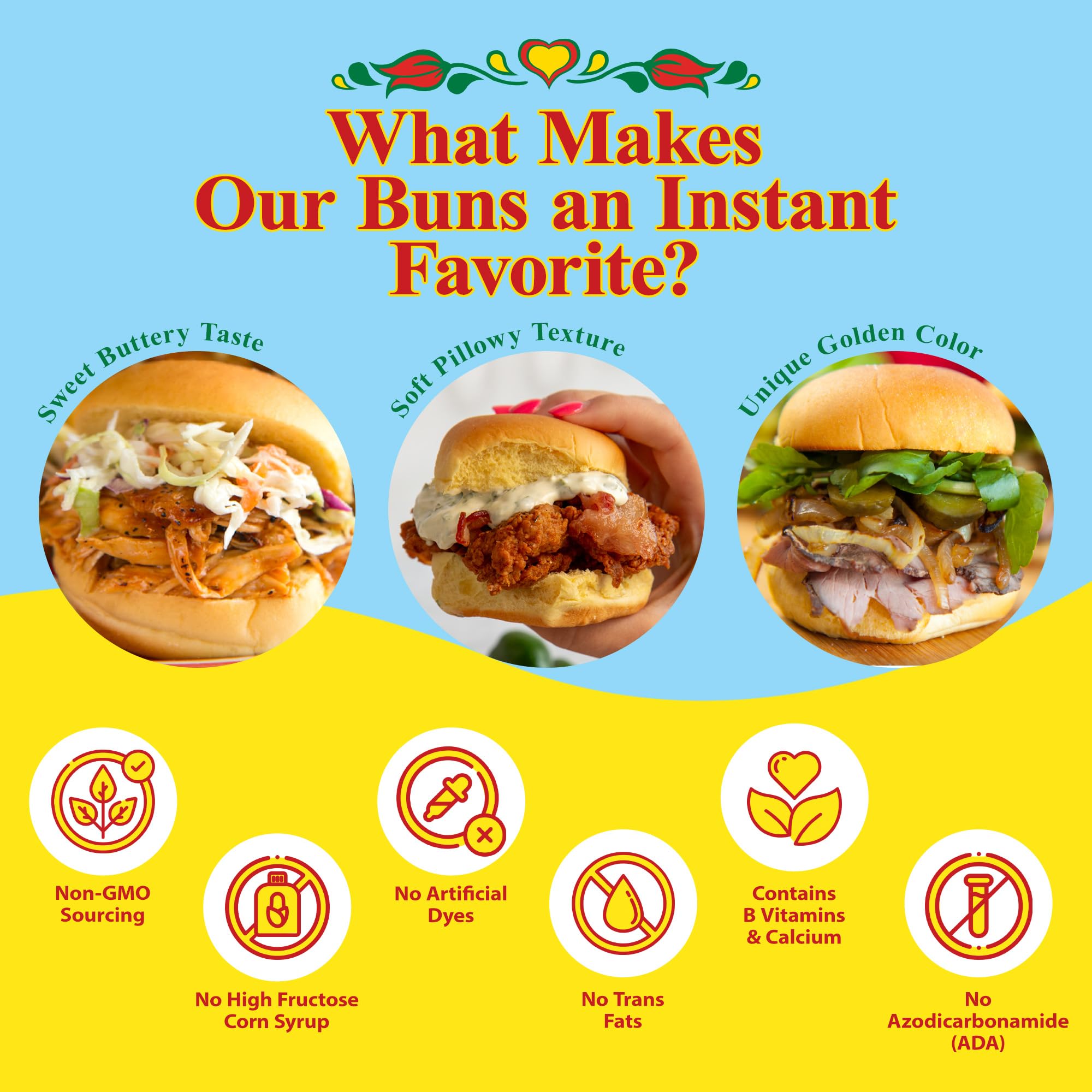 Martins Sandwich Potato Rolls - 3.5” Non GMO Hamburger Buns Perfect for Burgers & Chicken Patty - Golden, Soft & Sweet, Made of Nonfat Milk, High