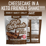 Giant Sports Keto Cheesecake Shake Mix - Delicious Low Carb, Ketogenic Diet Gluten Free Powder Mix - Works Great with Almond Milk - Chocolate (20 Serving Bag)