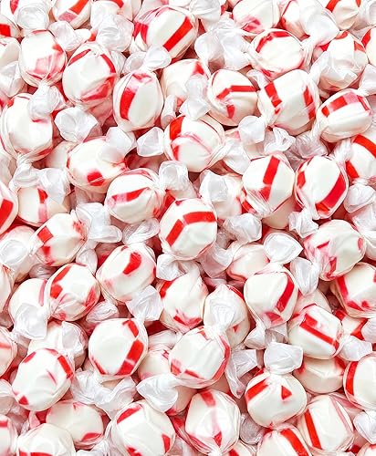 Peppermint Salt Water Taffy - 1.5 lb Gourmet Soft Chewy Candy Individually Wrapped Fresh Mint Flavor Bulk