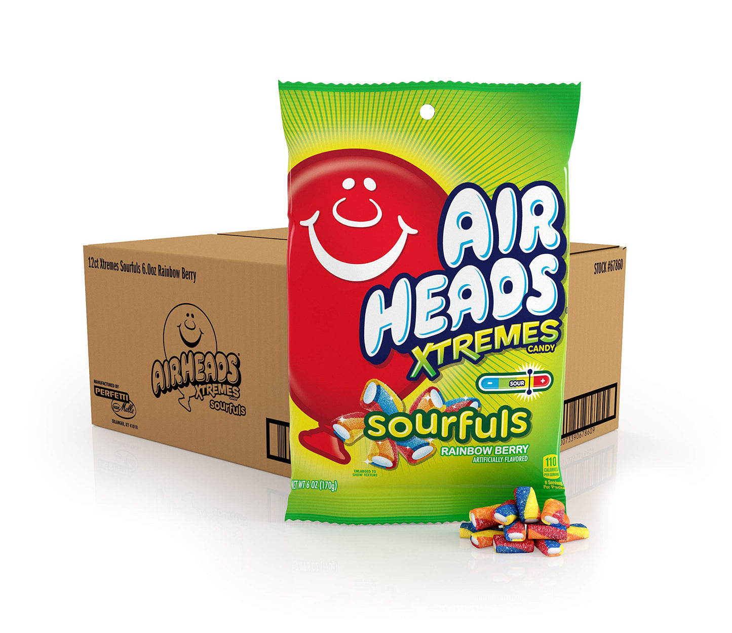 Airheads Xtremes Sourfuls Candy, Chewy Candy Bag, Rainbow Berry Artificially Flavored, 6 Ounce Bag (12-Pack)