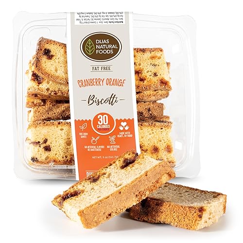 DIJAS Natural Foods, Crunchy Fat Free Biscotti Cookie, All Natural Preservative Free Ingredients, Delicious Low Calorie Snack (5 Ounces, Cranberry