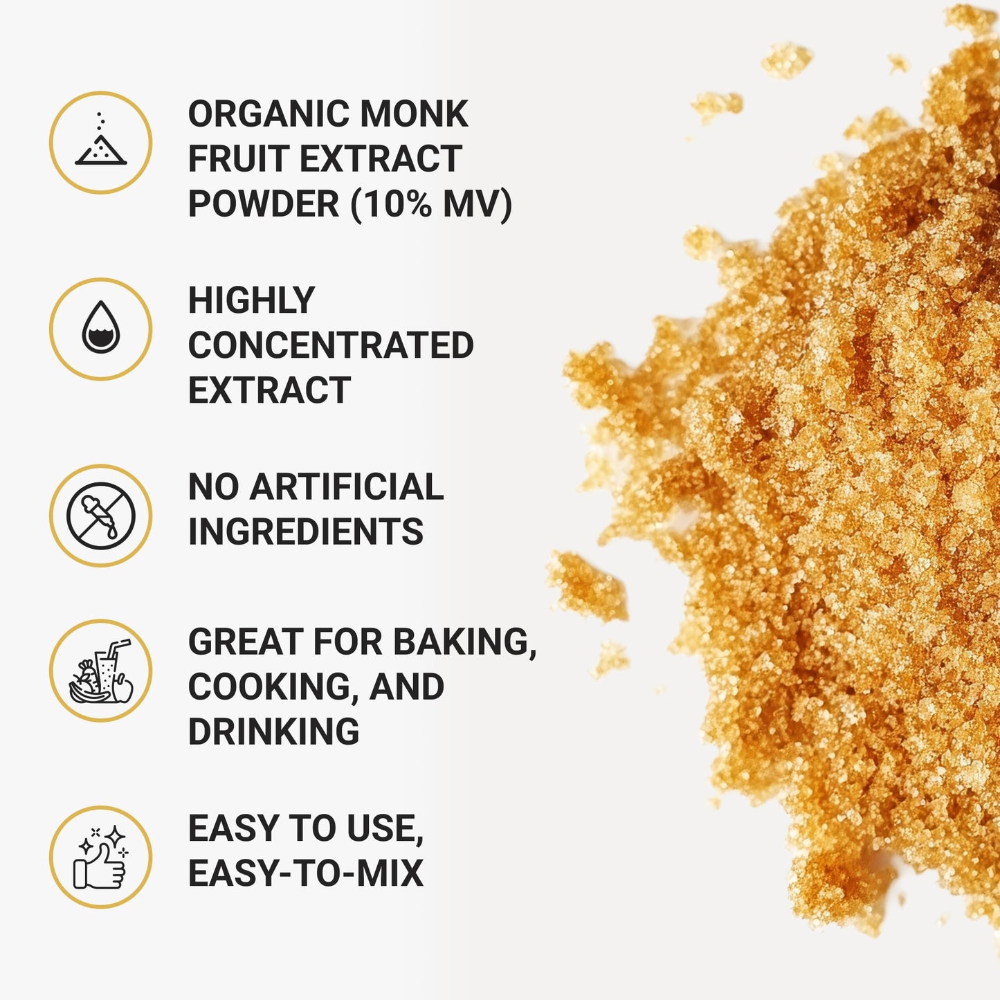 Organic Monk Fruit Extract Powder 4.5 oz - Pure Monk Fruit Sweetener, No Erythritol, Zero Calorie Sugar Substitute for Coffee, Tea & Baking (412