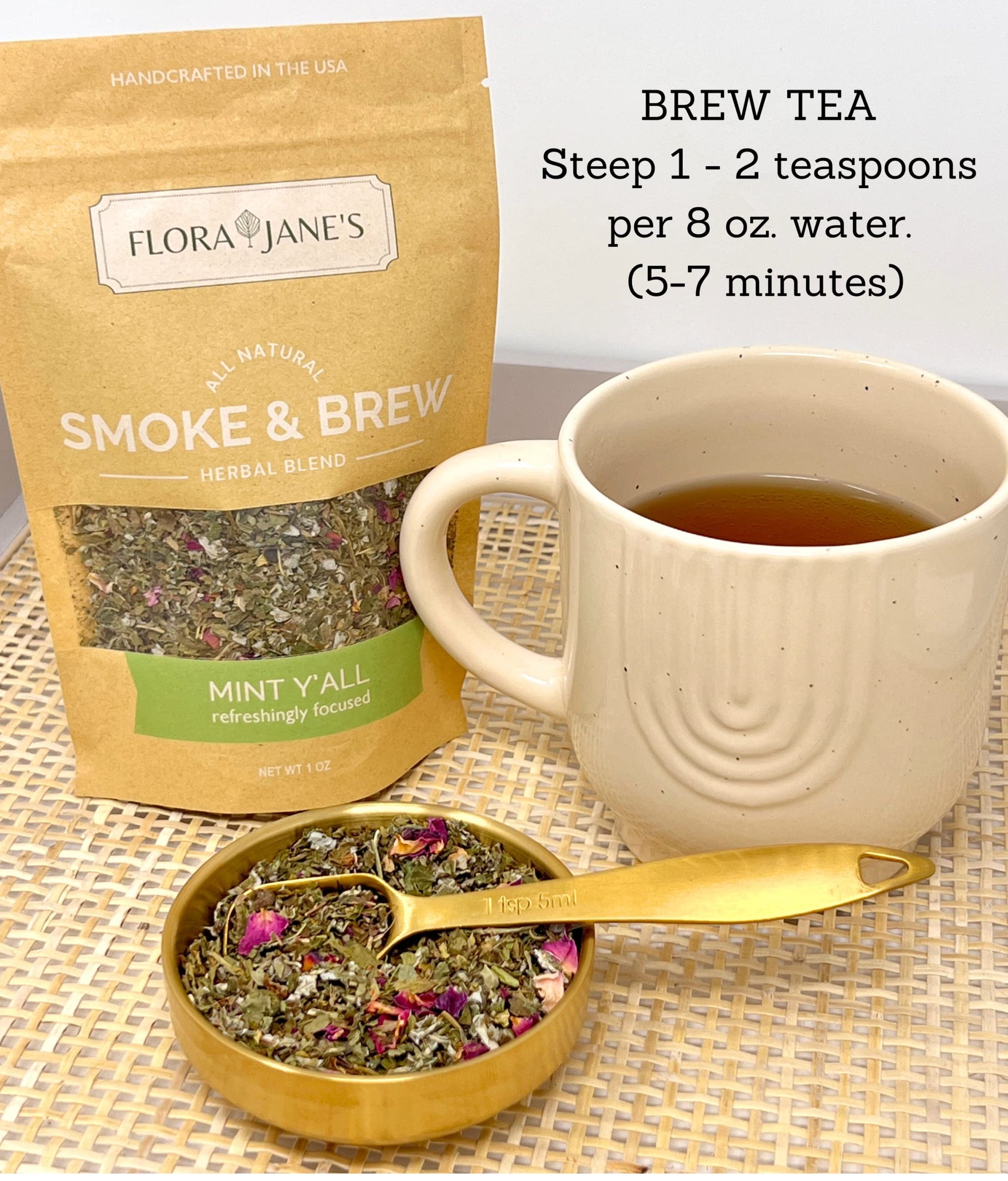 Flora Jane's Smoke & Brew - Balance Out Blend for Mental Support and Relaxation - Herbal Blend, Tea, and Bath Soak - Organic and Wildcrafted