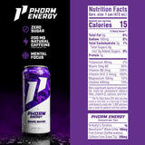 Phorm Energy Drink, Grape Smash (12 Pack) + Screamin' Freedom (12 Pack), 200 MG Natural Caffeine From Green Tea, Sugar Free With Electrolytes