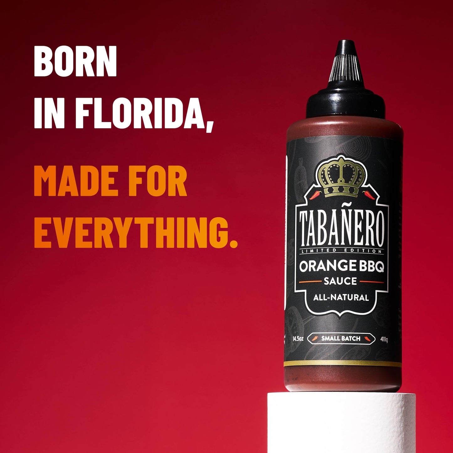 Tabañero Orange BBQ Sauce, Born in Florida, Sweet Barbecue, Bottle, 14.5oz