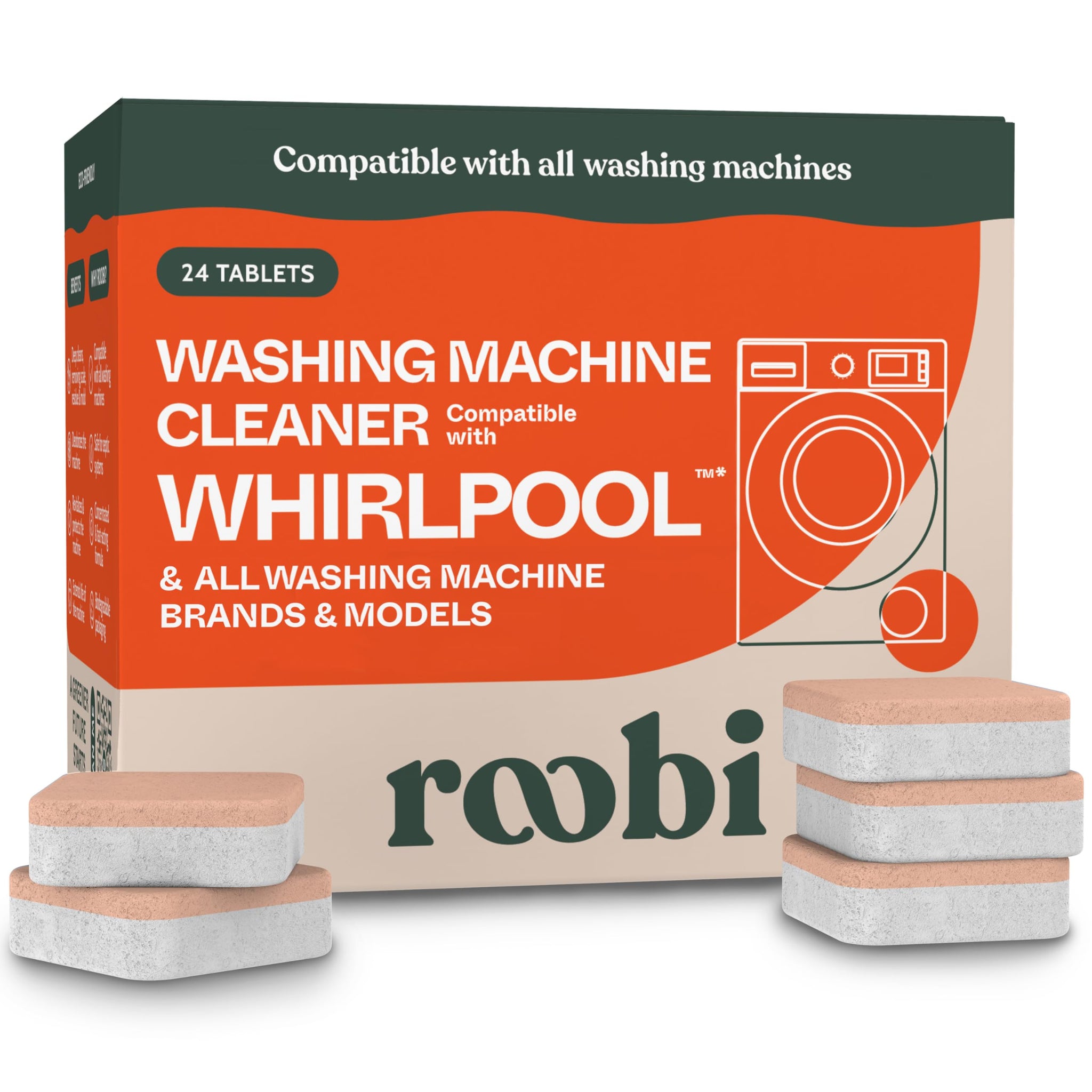 Roobi Washing Machine Cleaner Tablets. Compatible with Whirlpool and All Washing Machine Brands and Models. Septic Safe Deep Clean Formula