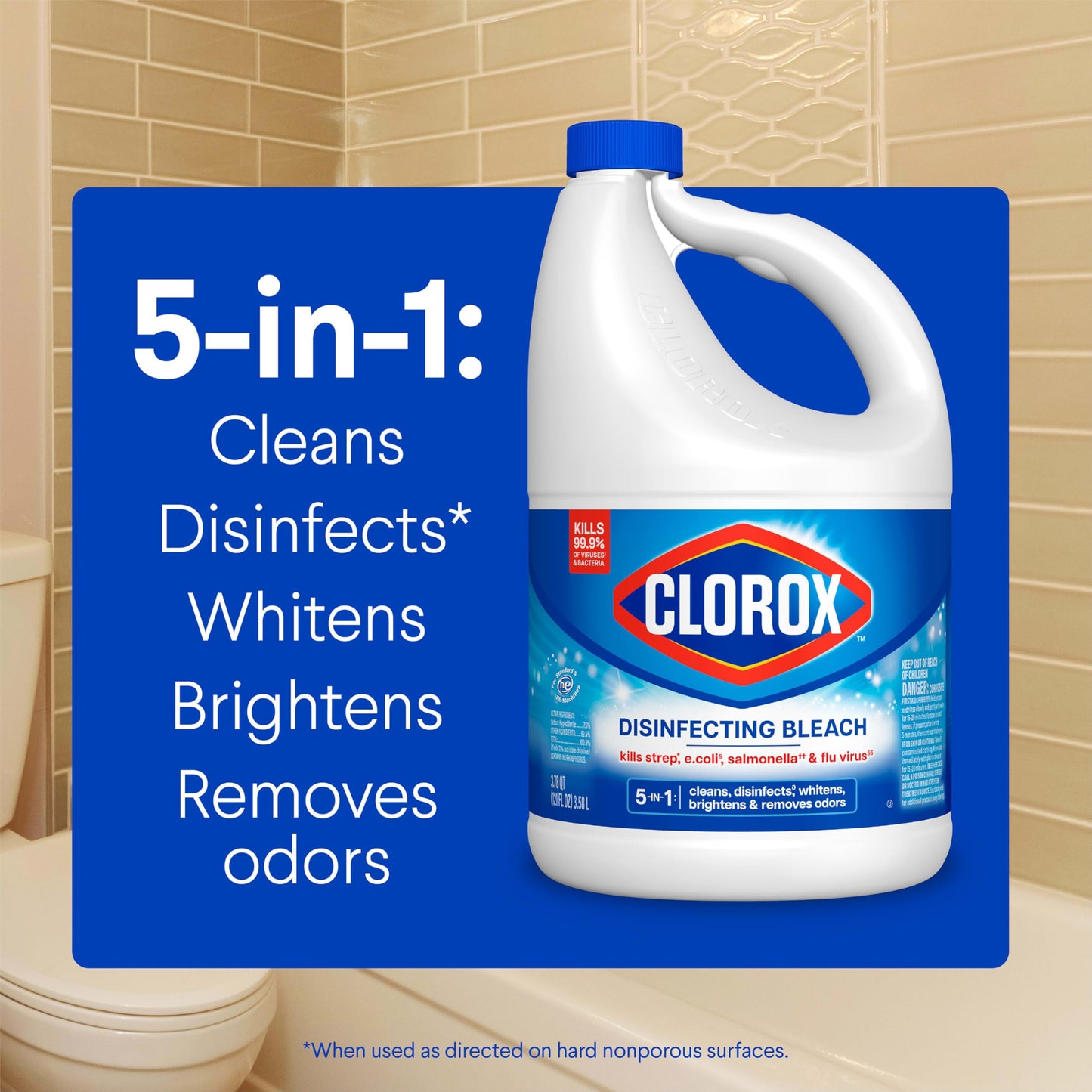 Clorox Disinfecting Bleach, 121 Fluid Ounces (Package May Vary)