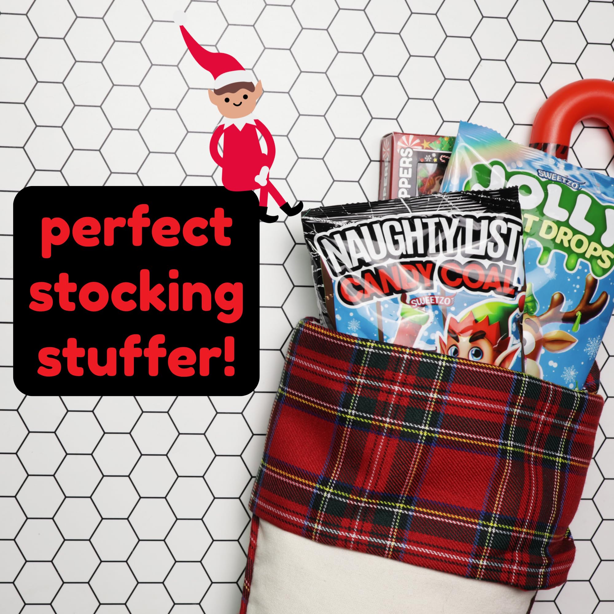 Naughty List Coal Christmas Candy, Funny Gag Gift Gummies, Sour Strawberry Flavored, Stocking Stuffer Treats, 4 Ounces