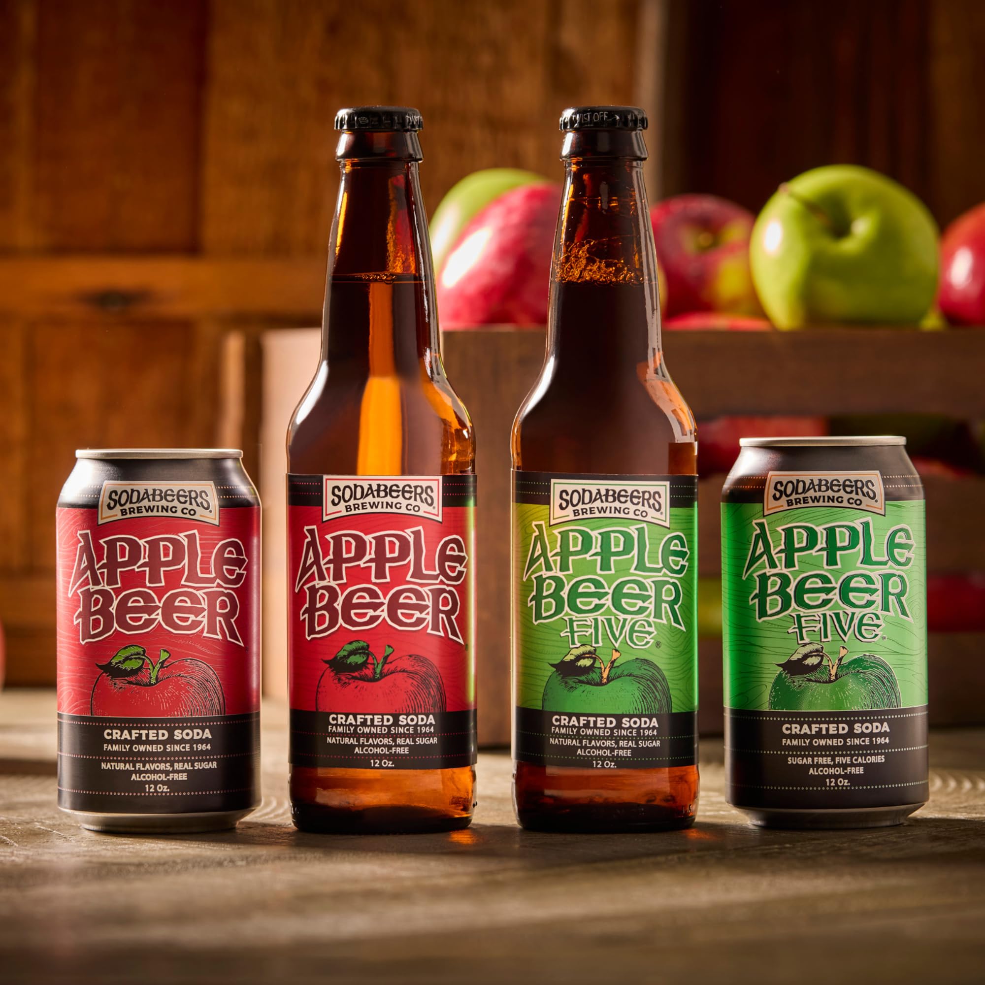 Apple Beer | SodaBeers Brewing Co | Alcohol-Free, Gluten-Free Crafted Soda Made With Natural Apple Flavors and Real Sugar, Refreshing Fruit Beverages
