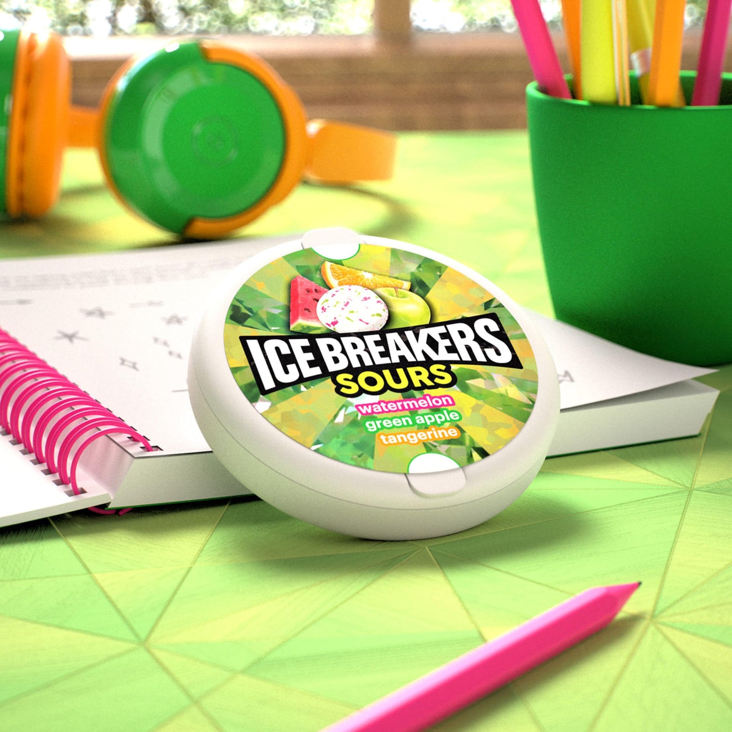 ICE BREAKERS Sours Assorted Fruit Flavored Sugar Free Mints Tin, 1.5 oz