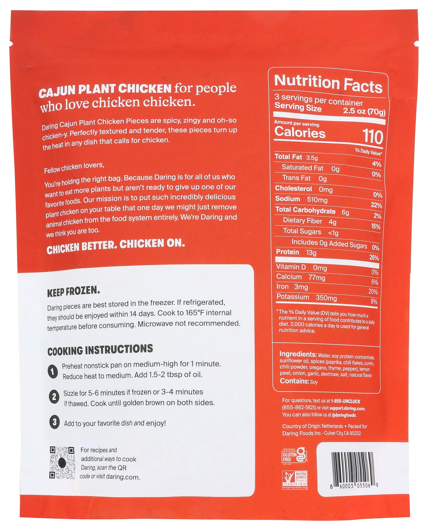 Daring Cajun Plant Chicken Pieces, 8 Oz