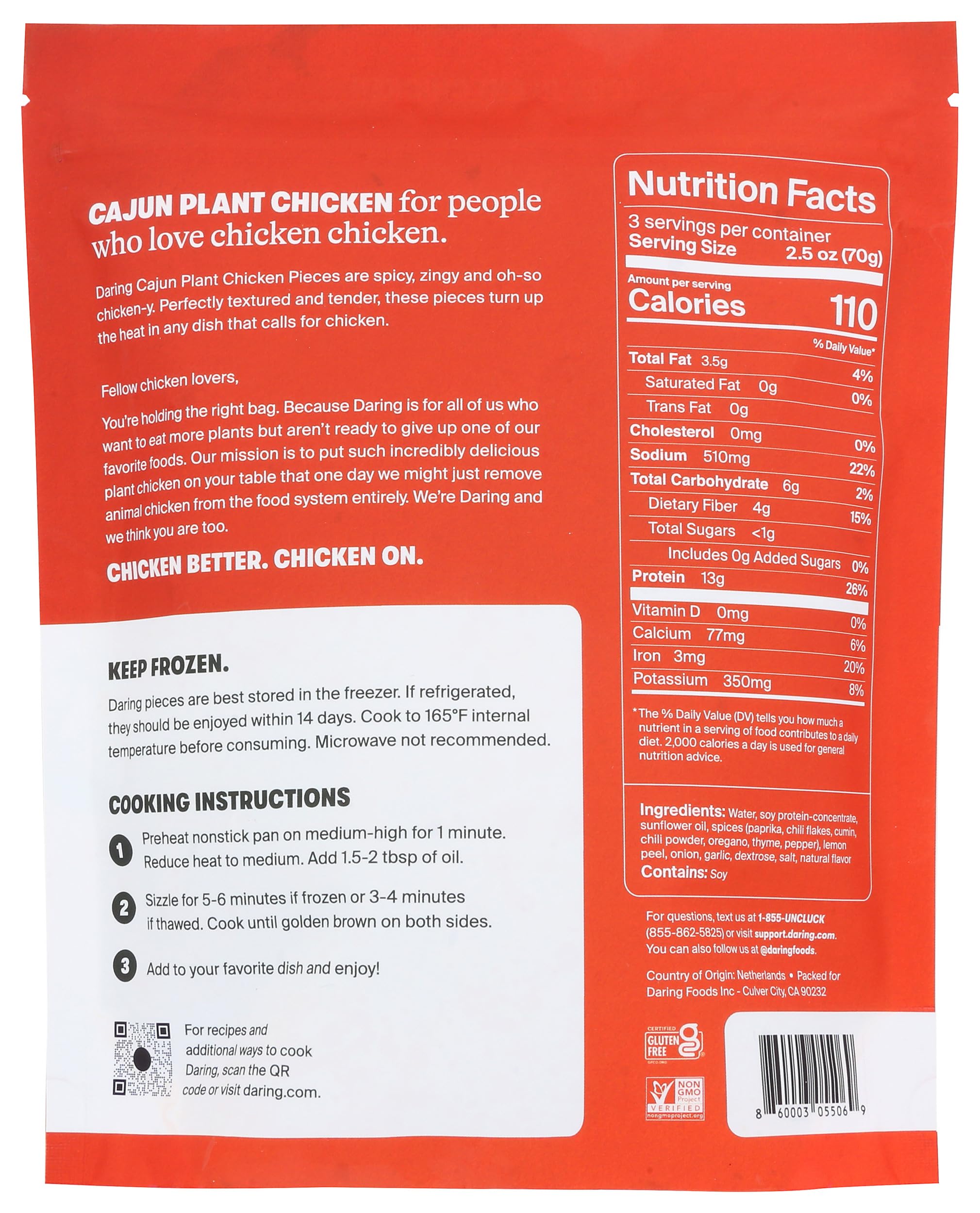 Daring Cajun Plant Chicken Pieces, 8 Oz