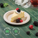 Paper Plates, 100% Compostable Heavy Duty, Disposable 7 Inch, Small Dessert Plate - [125-Pack] Eco-Friendly, Biodegradable Bagasse Natural Brown 7"
