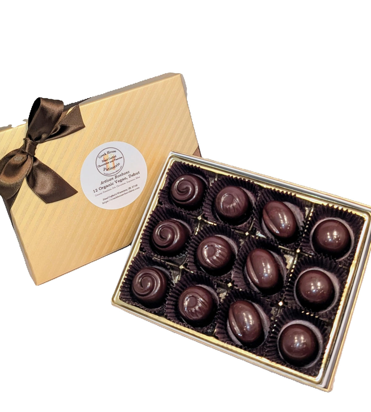 Organic Vegan Chocolate Bonbons, 12 Piece Debut Collection, by Creek House Chocolates