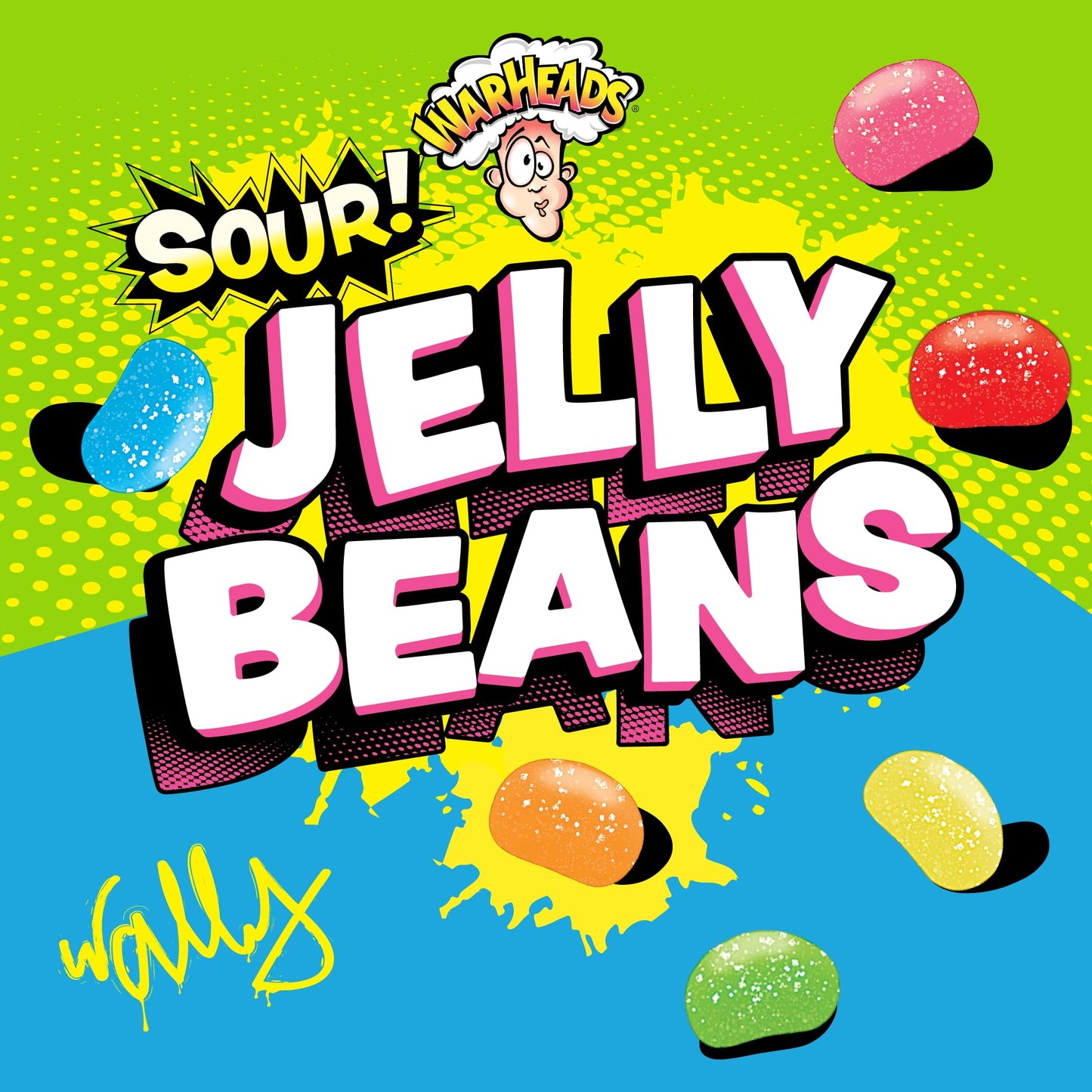 WARHEADS® Sour Jelly Beans Bulk Candy - Assorted Fruit Flavors (Black Cherry, Blue Raspberry, Green Apple, Lemon, Orange, Watermelon) - Sour Candy