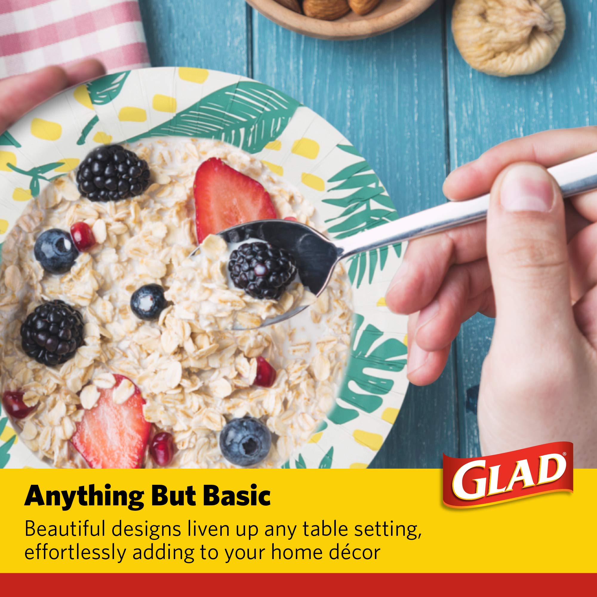Glad Soak-Proof Palm Leaves Paper Bowls, Heavy-Duty Round Disposable Bowls for Soup, Salad and Snacks, Cut-Resistant and Microwave Safe for Daily