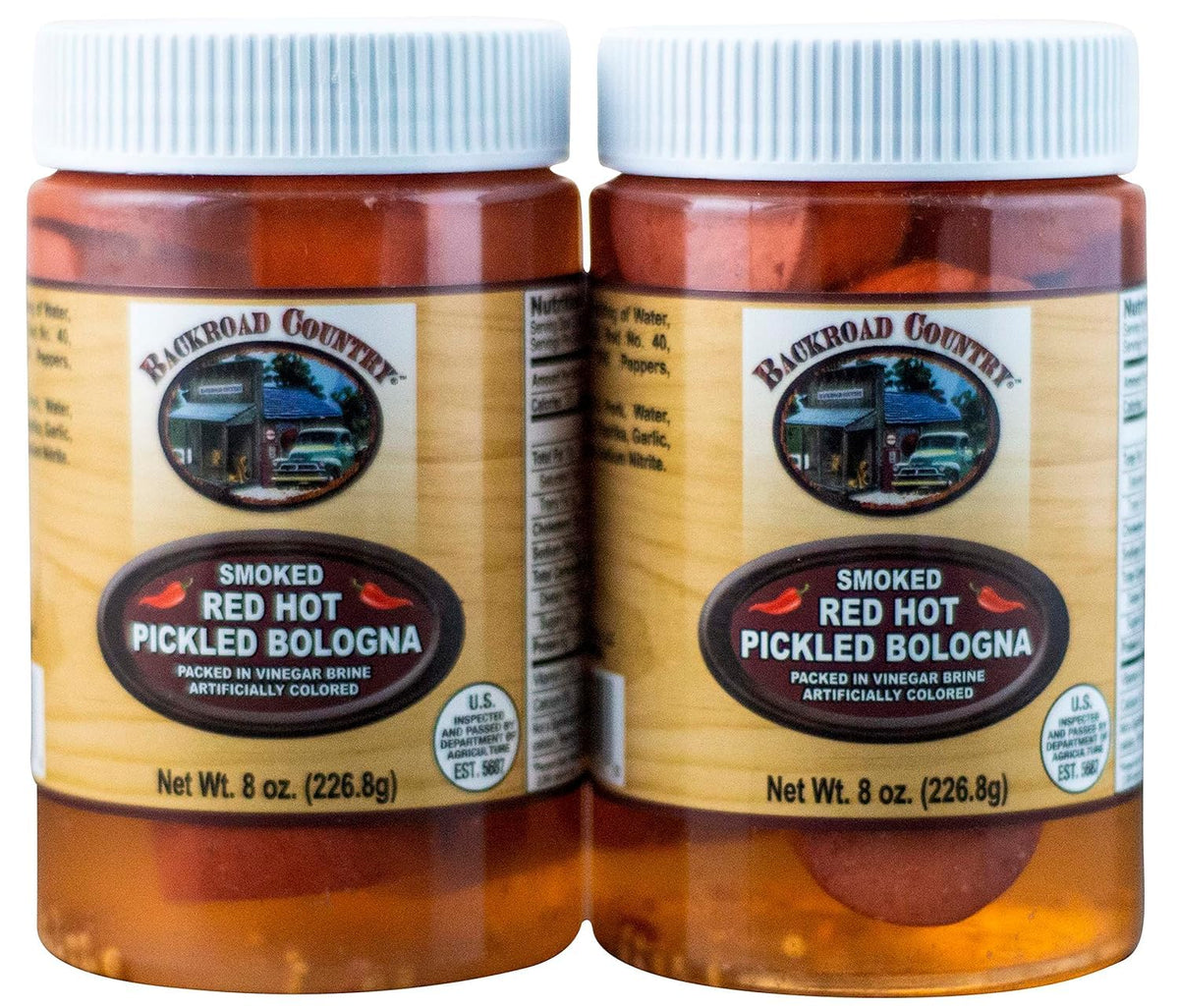 Backroad Country Smoked Red Hot Pickled Bologna 8 Ounces (Pack of 2)