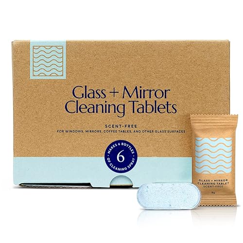 CLEANOMIC Glass and Mirror Cleaning Tablets (6 Pack) - All-Purpose Multi-Surface Household Cleaner Tablets (Scent-Free)
