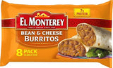 El Monterey Bean and Cheese Burritos – Family Pack of 8 Frozen Burritos, Made with Flavorful Beans, Delicious Cheese and No Artificial Flavors
